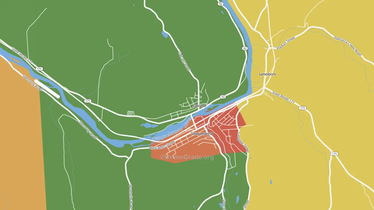 Oakland, PA Map of Arson Rates