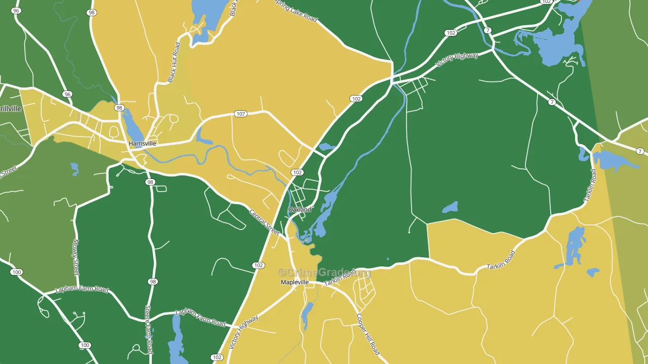 Oakland, RI Map of Arson Rates