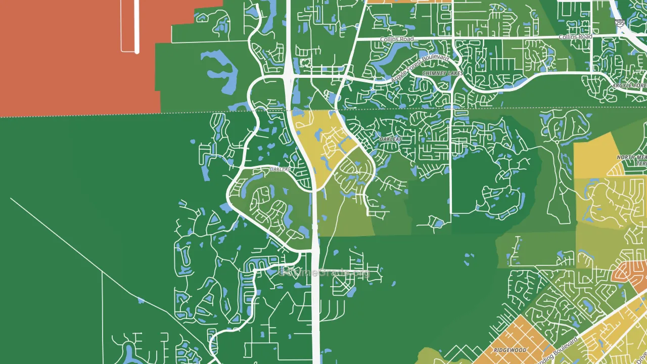 Oakleaf Plantation, FL Map of Arson Rates