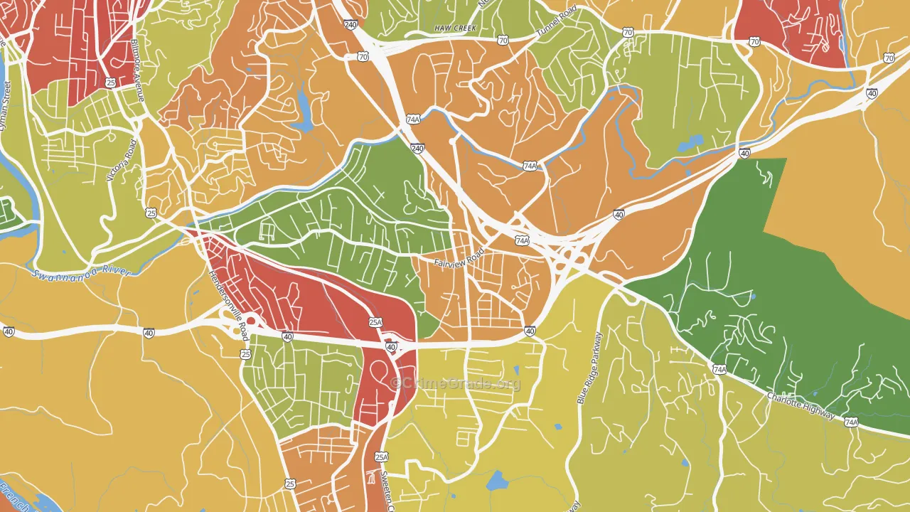 Oakley, Asheville, NC Map of Arson Rates