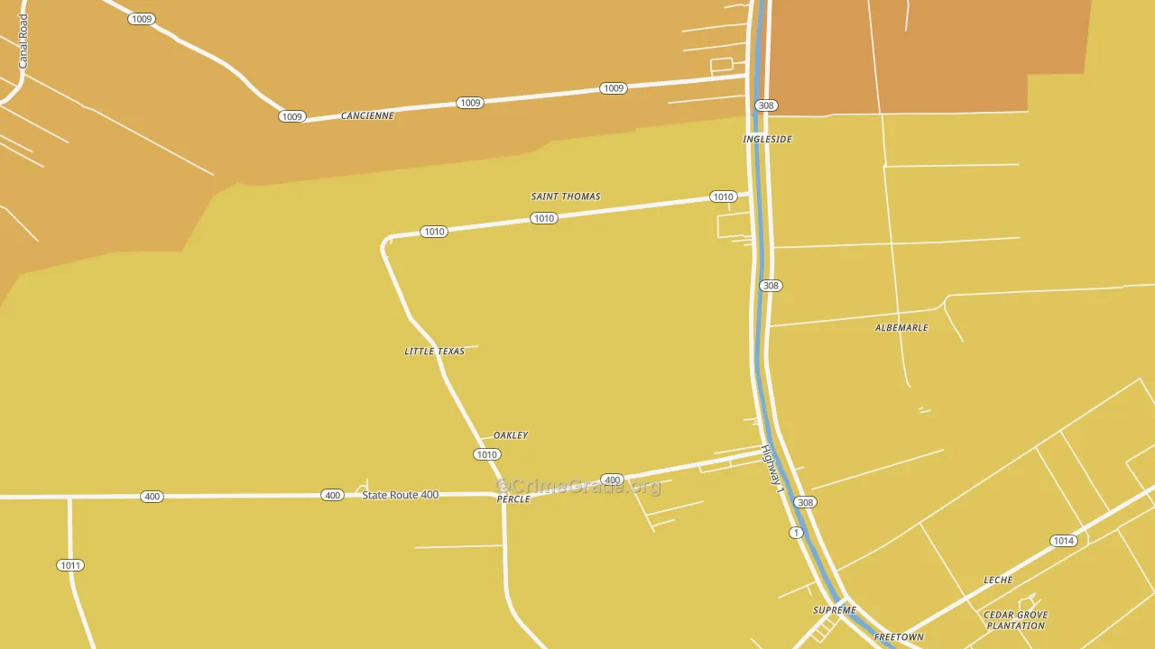 Oakley, LA Map of Arson Rates