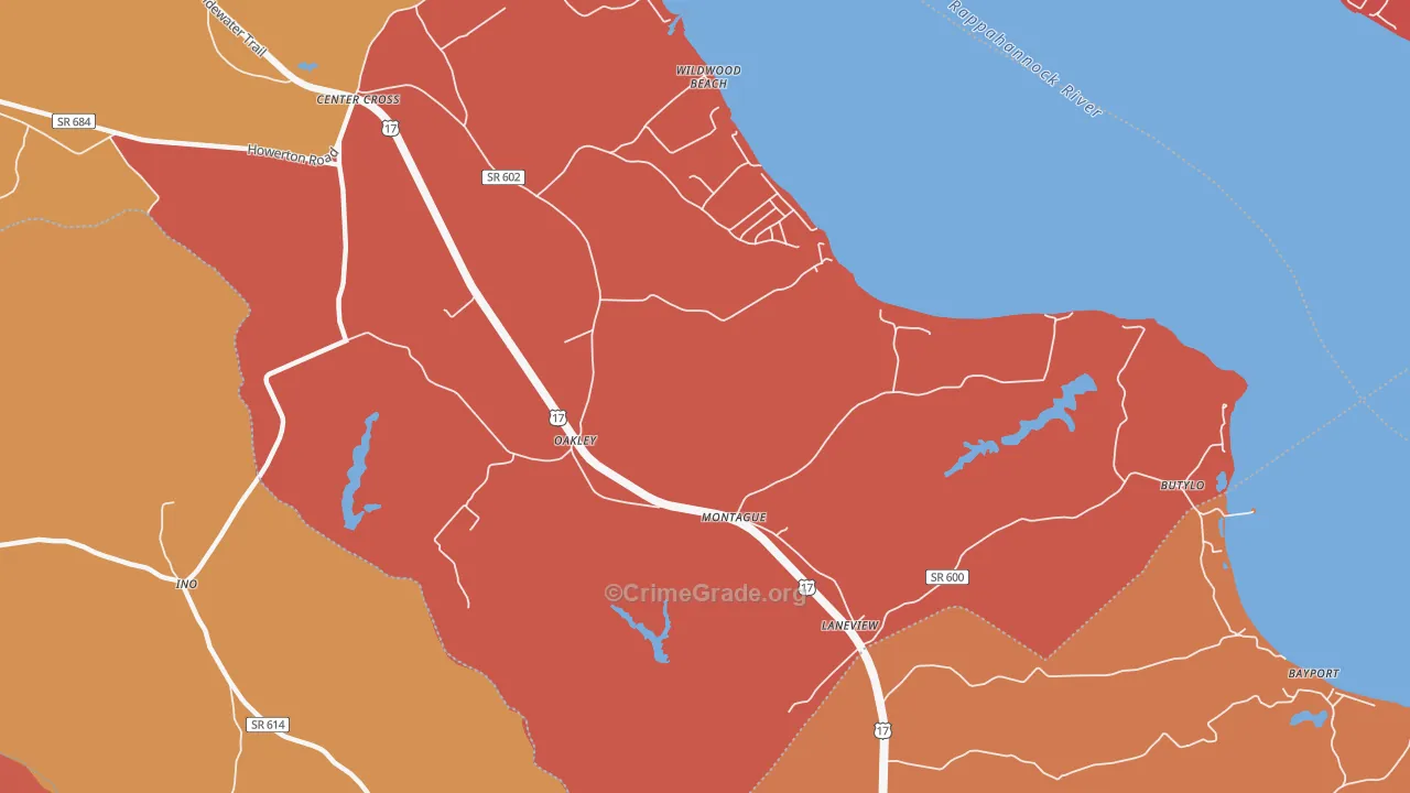 Oakley, VA Map of Arson Rates