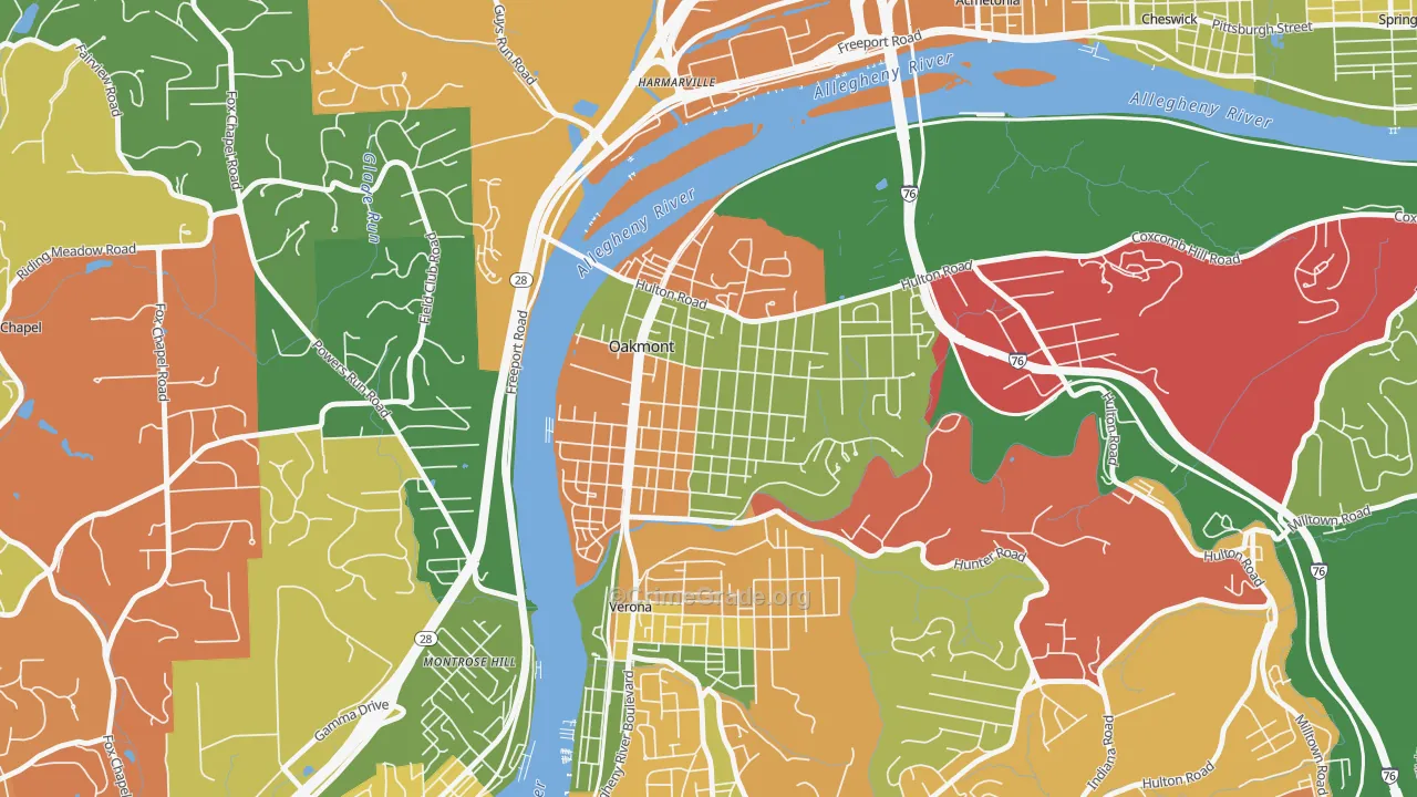 Oakmont, PA Map of Arson Rates
