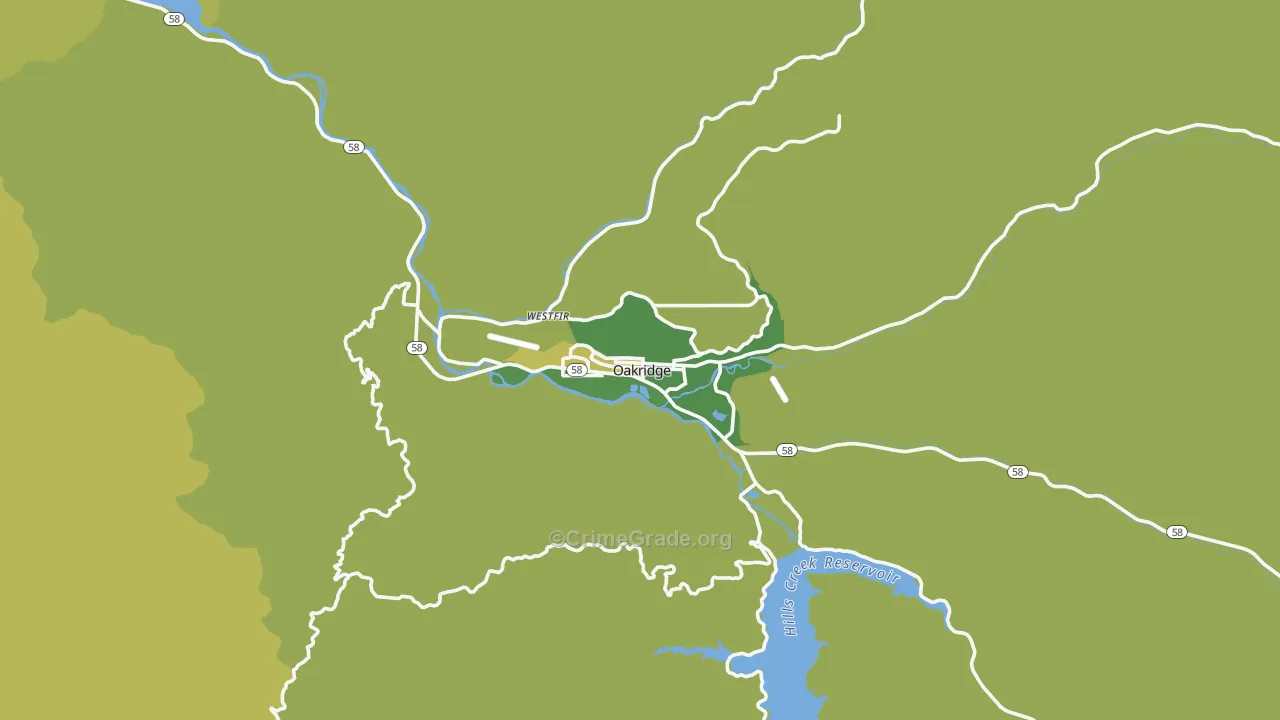 Oakridge, OR Map of Arson Rates