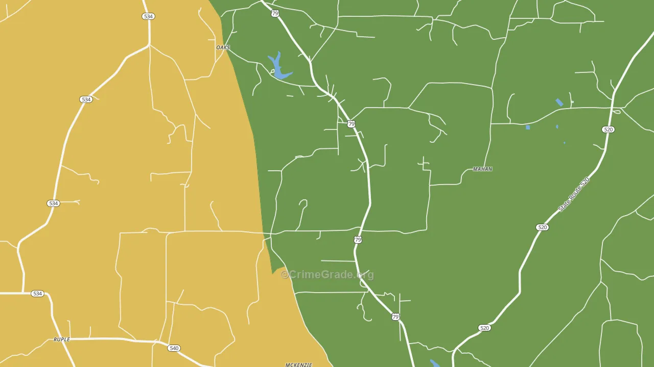 Oaks, LA Map of Arson Rates