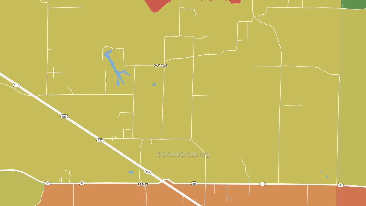 Oakville, AL Map of Arson Rates
