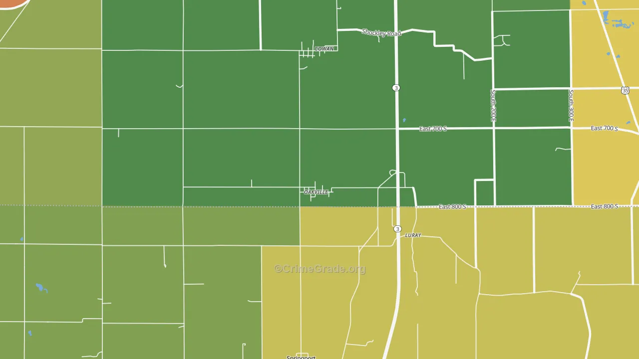 Oakville, IN Map of Arson Rates