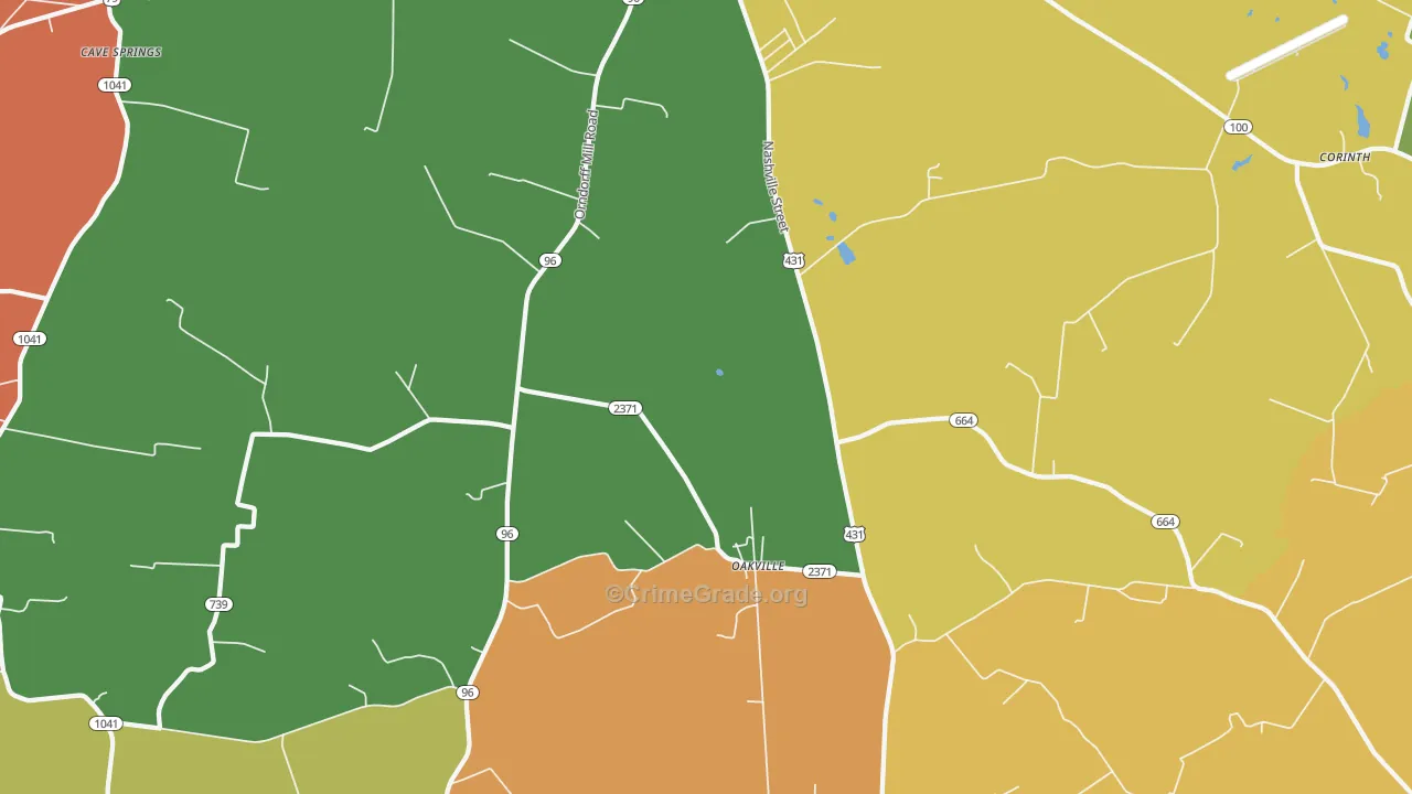 Oakville, KY Map of Arson Rates