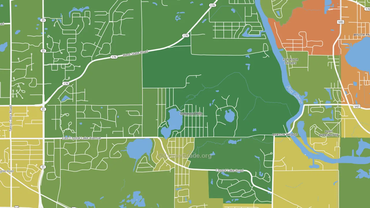 Oakwood Hills, IL Map of Arson Rates