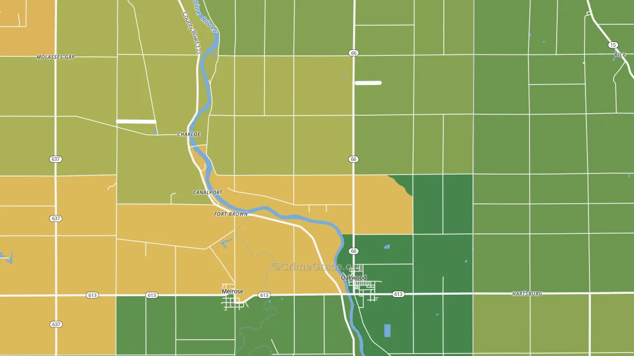 Oakwood, OH Map of Arson Rates