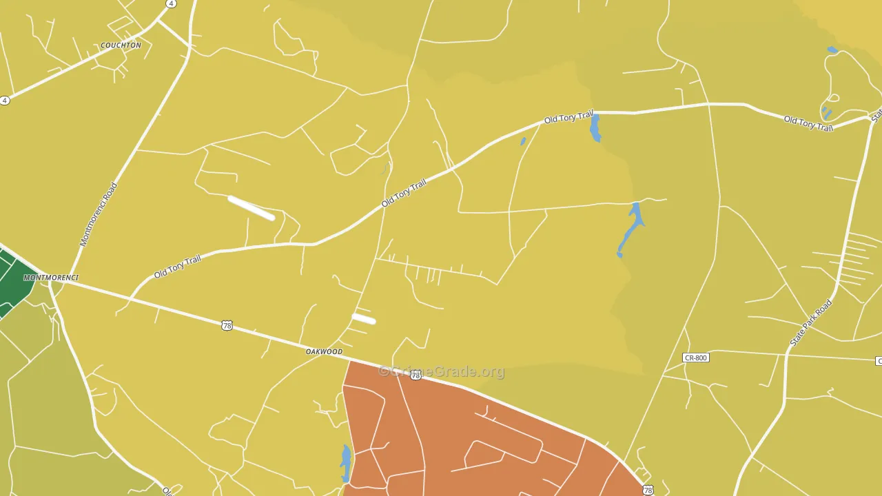 Oakwood, SC Map of Arson Rates