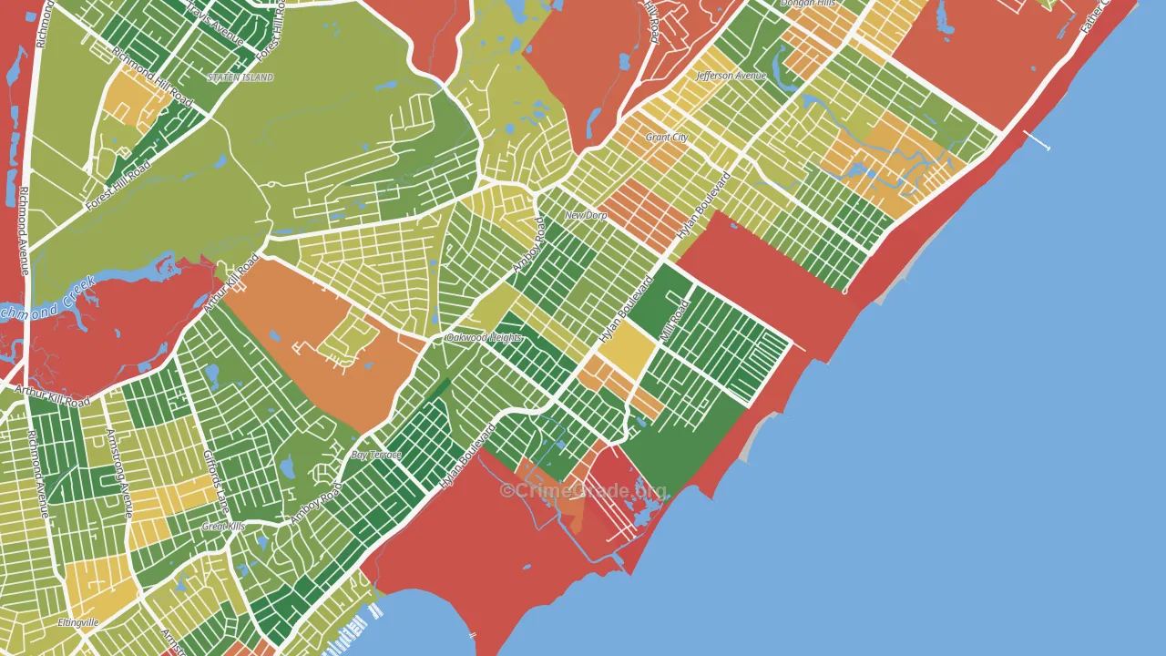 Oakwood, Staten Island, NY Map of Arson Rates