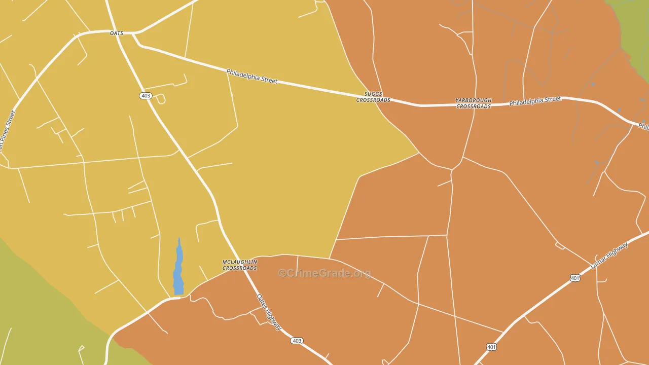 Oats, SC Map of Arson Rates