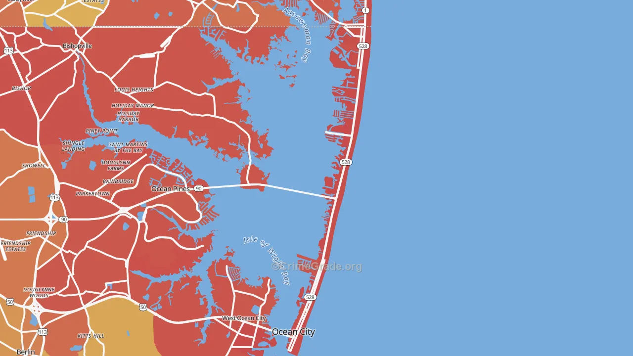 Ocean City, MD Map of Arson Rates