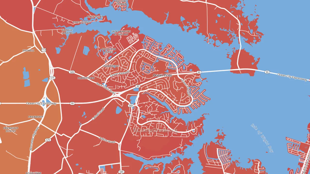 Ocean Pines, MD Map of Arson Rates