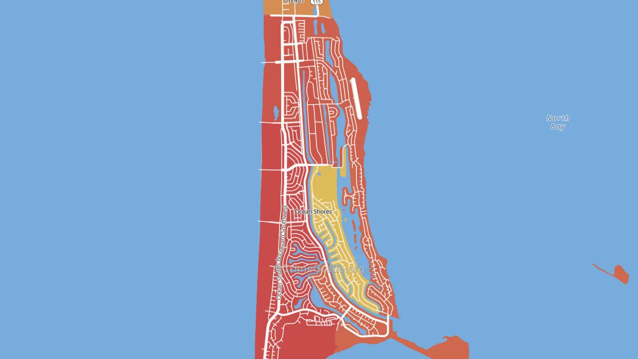 Ocean Shores, WA Map of Arson Rates
