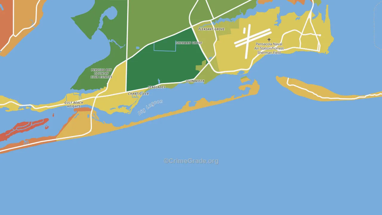 Ocean Springs, FL Map of Arson Rates