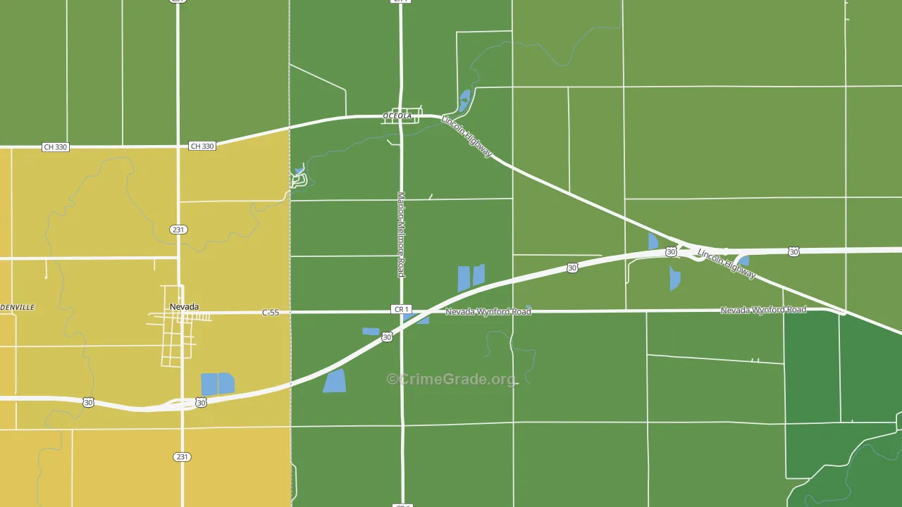 Oceola, OH Map of Arson Rates