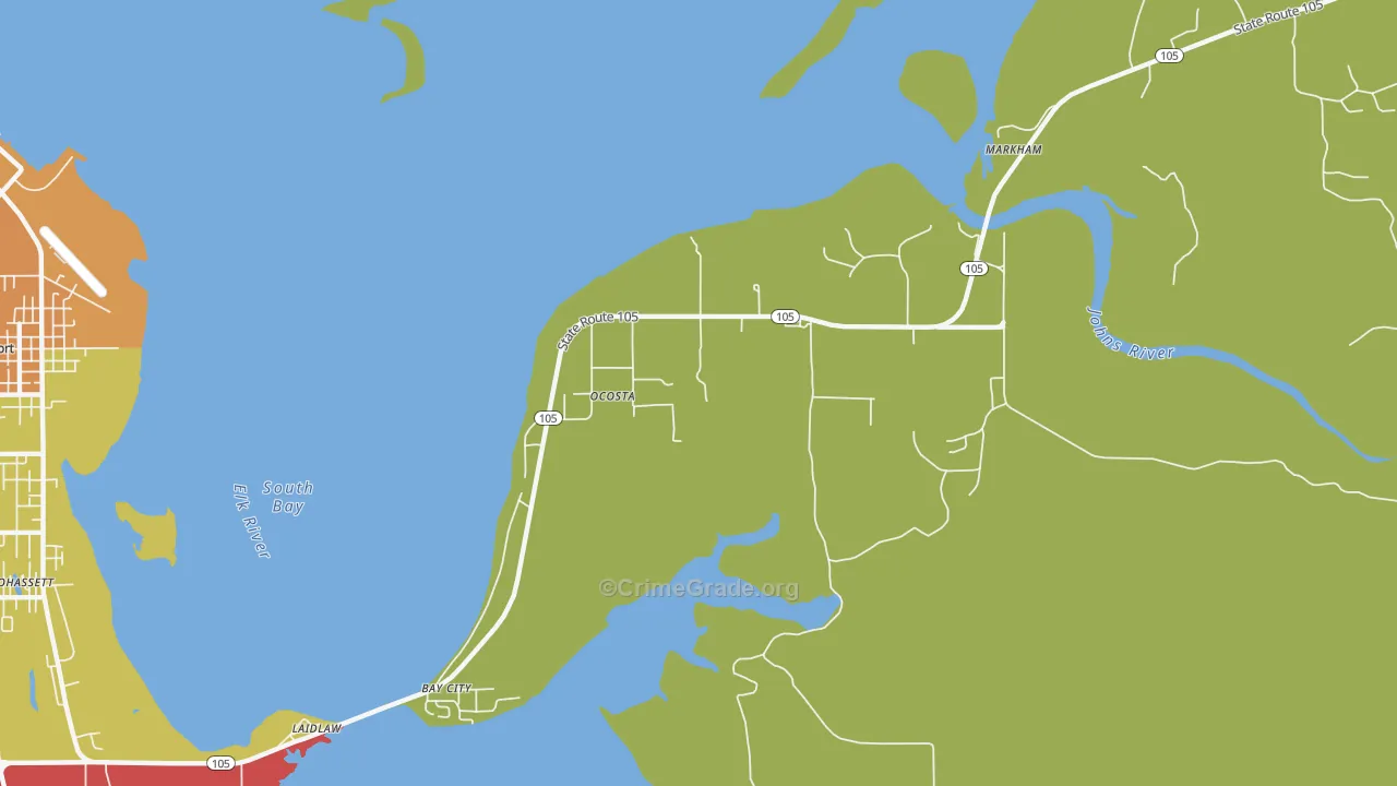 Ocosta, WA Map of Arson Rates
