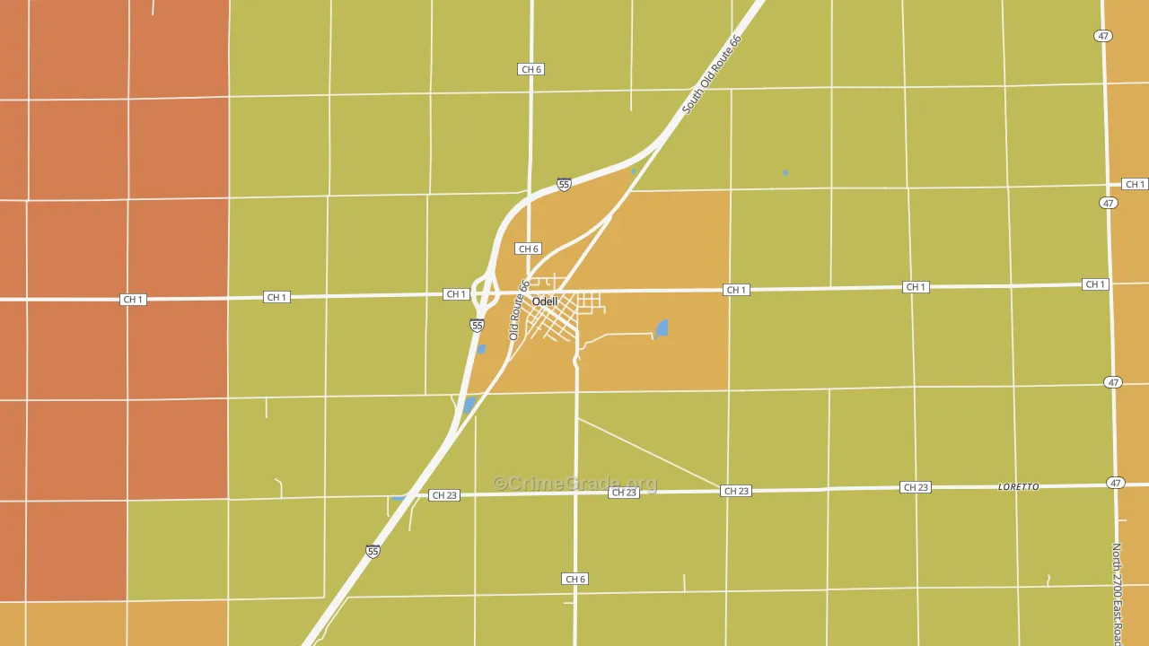 Odell, IL Map of Arson Rates