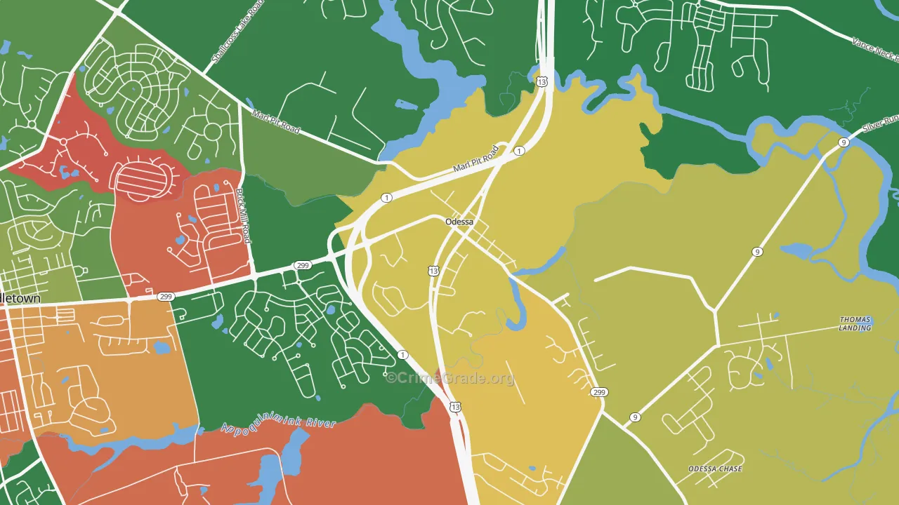 Odessa, DE Map of Arson Rates