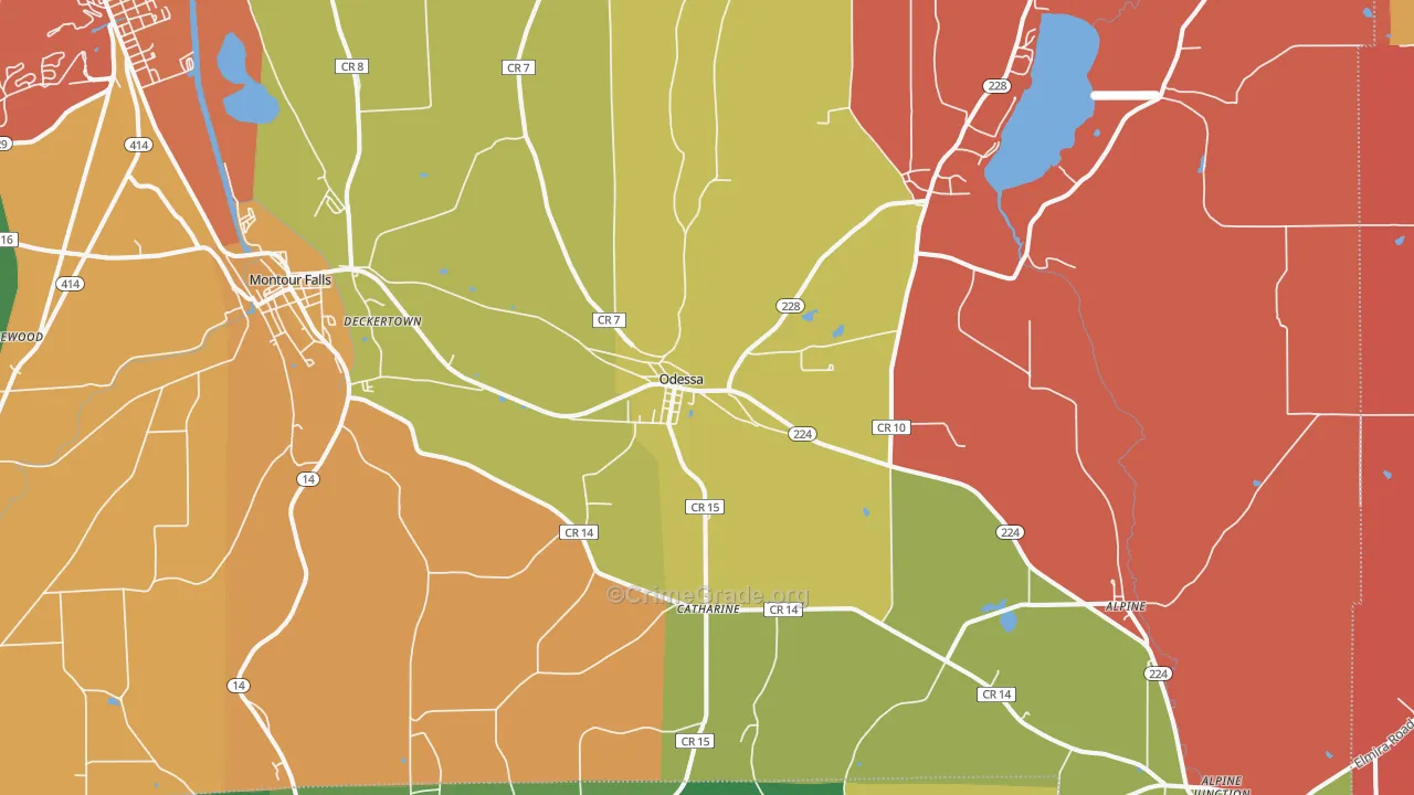 Odessa, NY Map of Arson Rates
