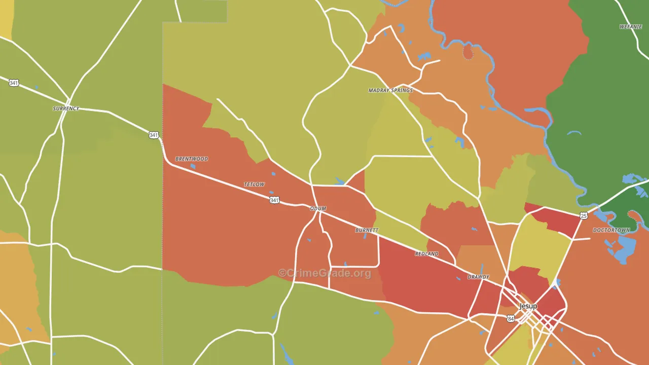 Odum, GA Map of Arson Rates