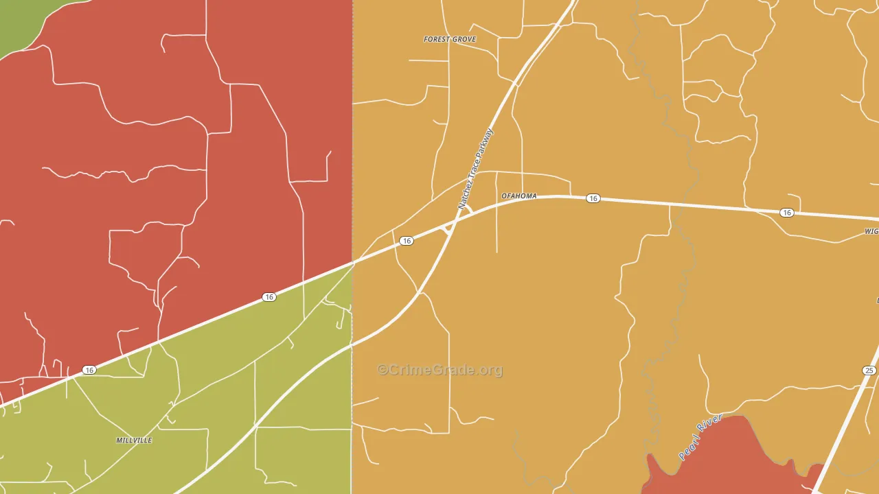 Ofahoma, MS Map of Arson Rates