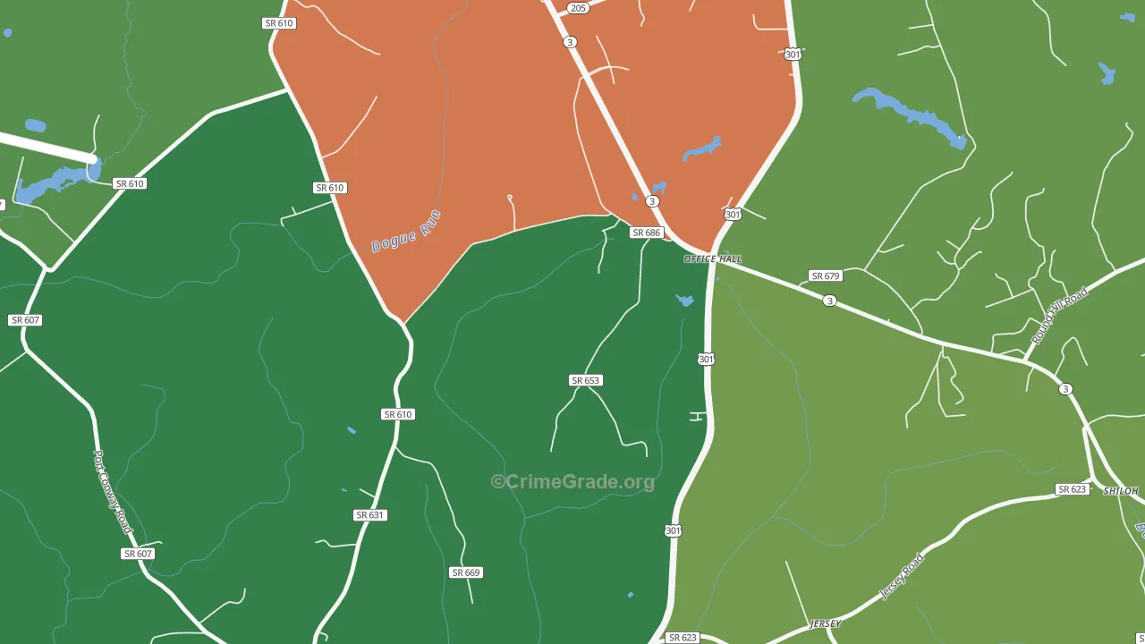 Office Hall, VA Map of Arson Rates