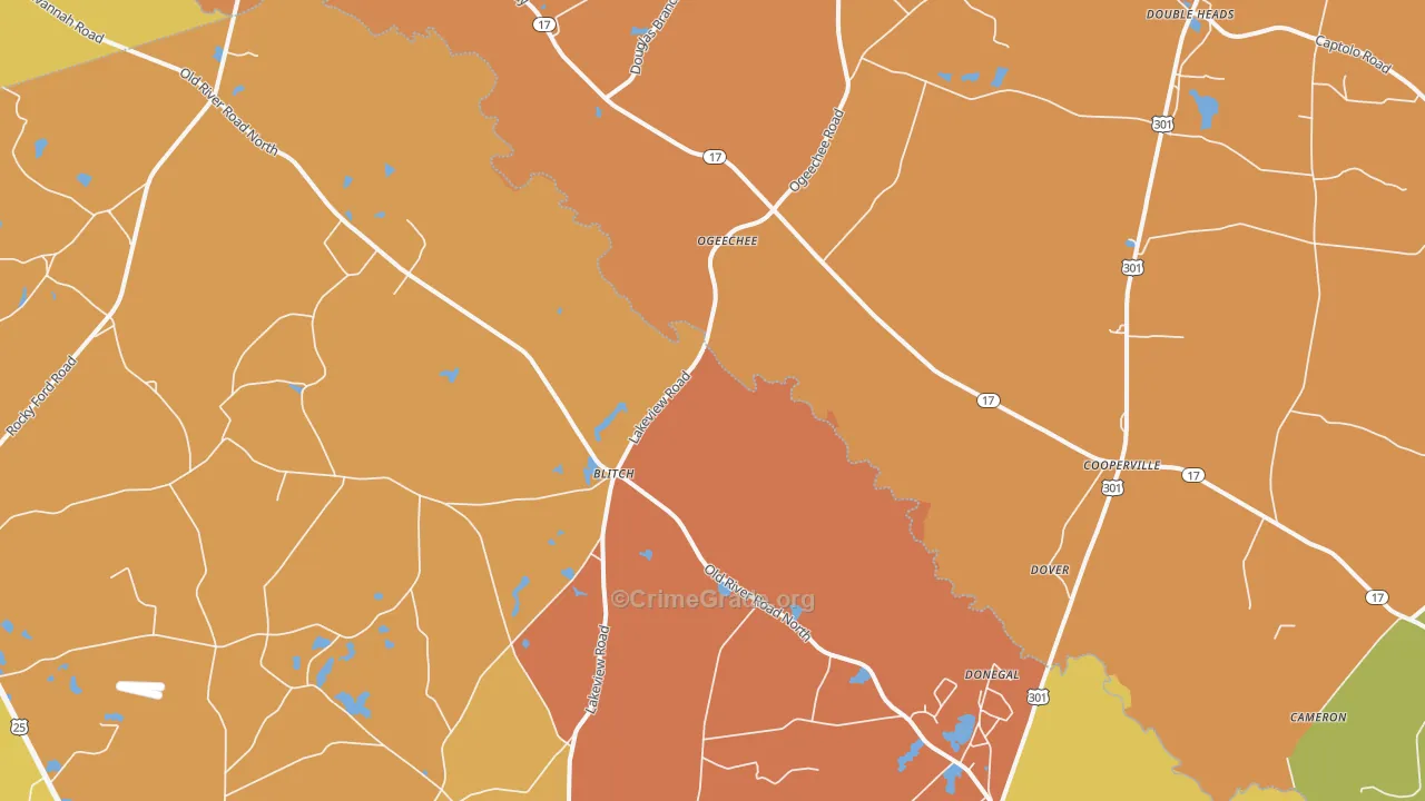 Ogeechee, GA Map of Arson Rates