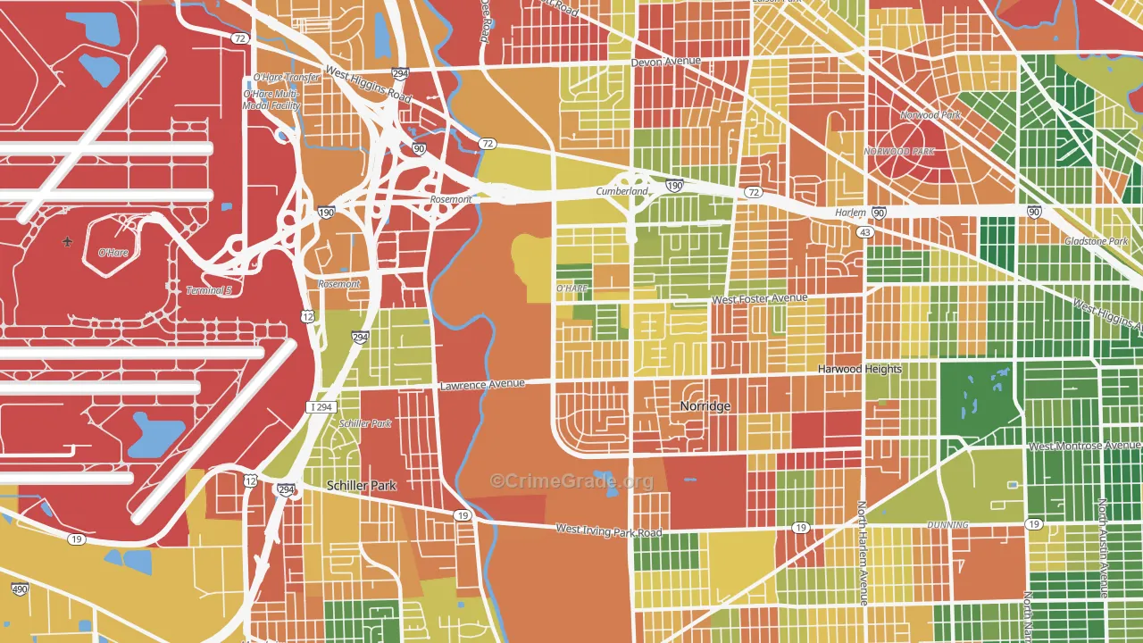 O'Hare, Chicago, IL Map of Arson Rates
