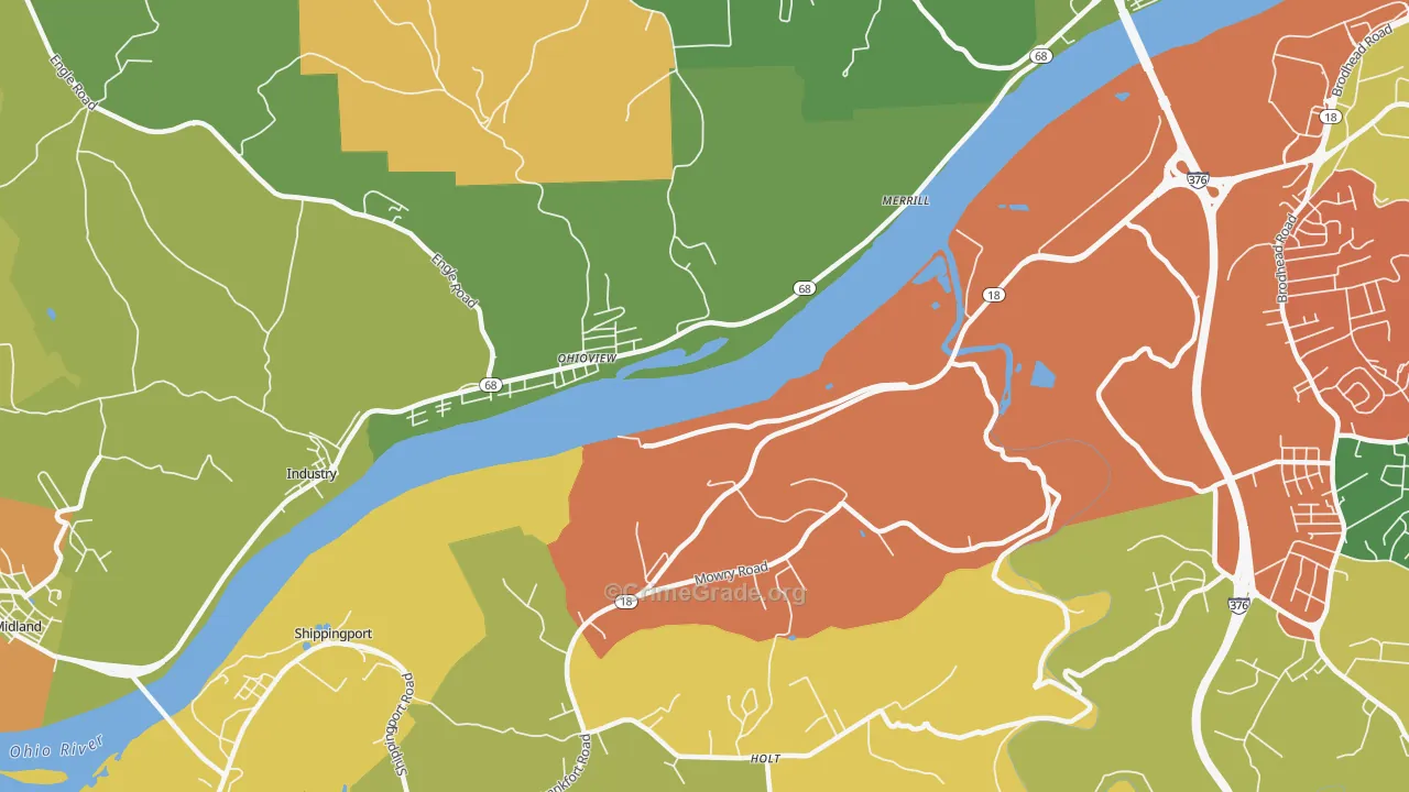 Ohioview, PA Map of Arson Rates