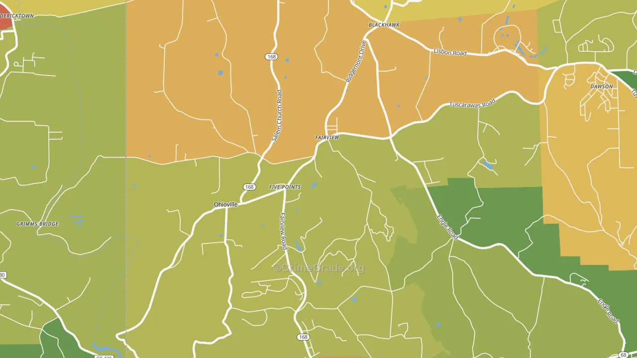 Ohioville, PA Map of Arson Rates