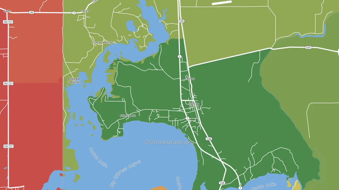 Oil City, LA Map of Arson Rates