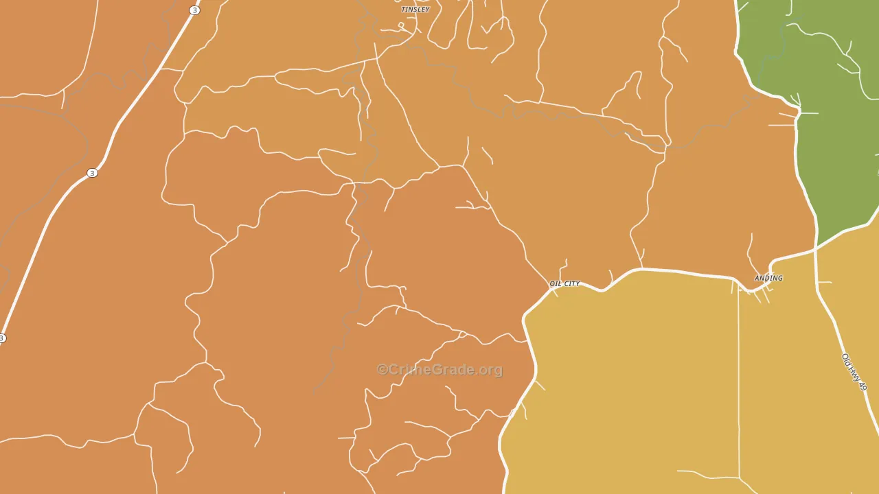 Oil City, MS Map of Arson Rates