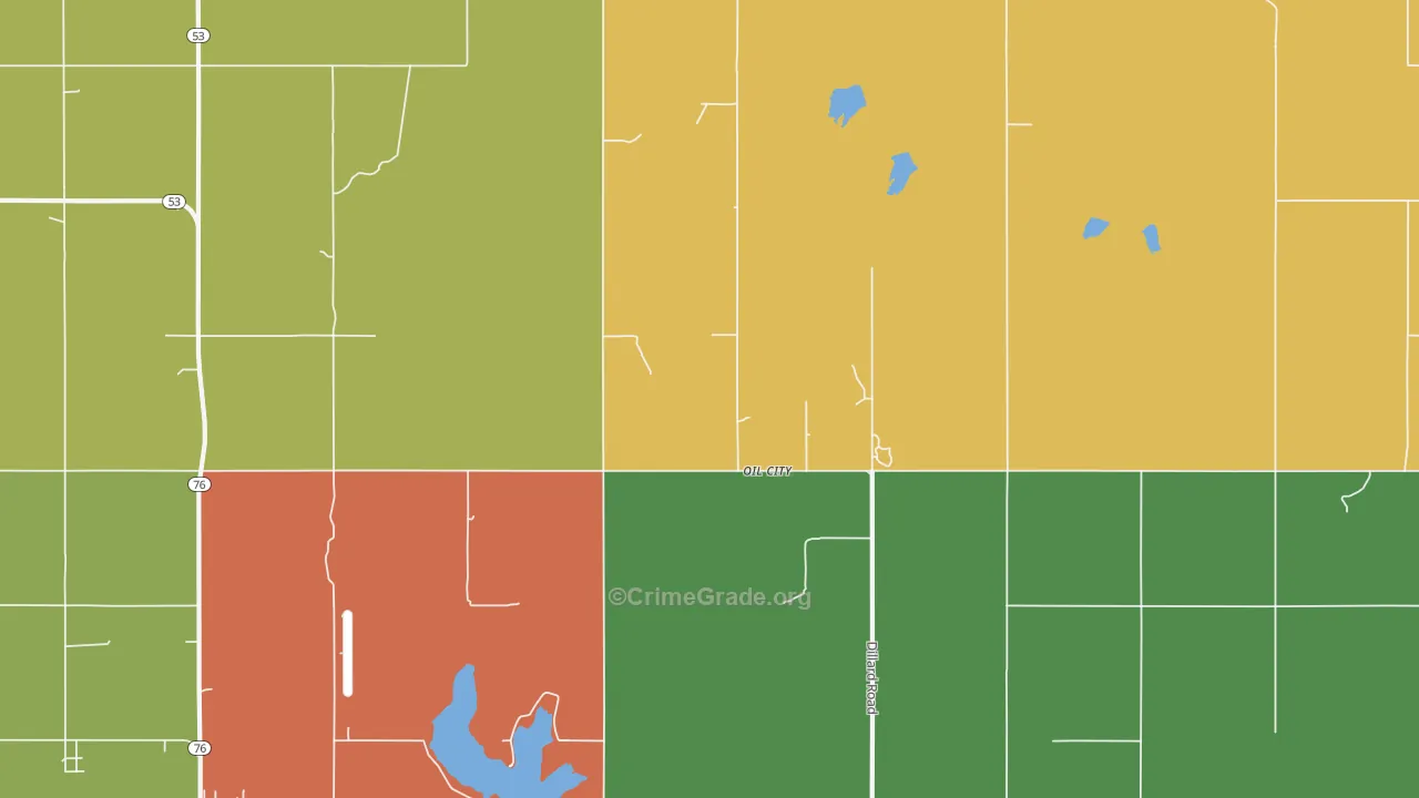 Oil City, OK Map of Arson Rates