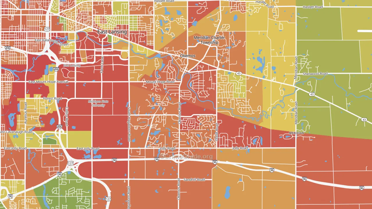 Okemos, MI Map of Arson Rates