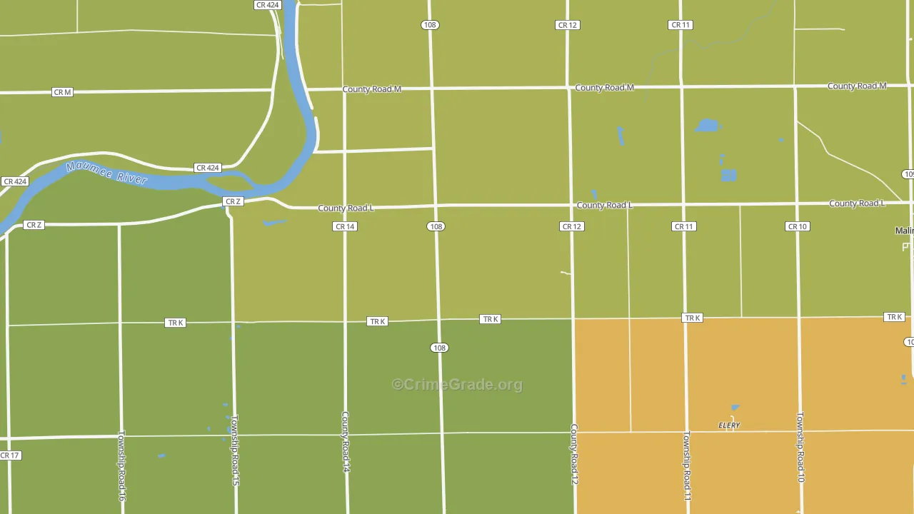 Okolona, OH Map of Arson Rates