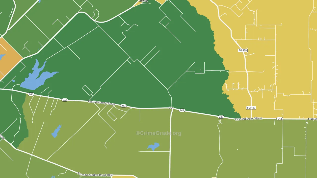 Ola, TX Map of Arson Rates