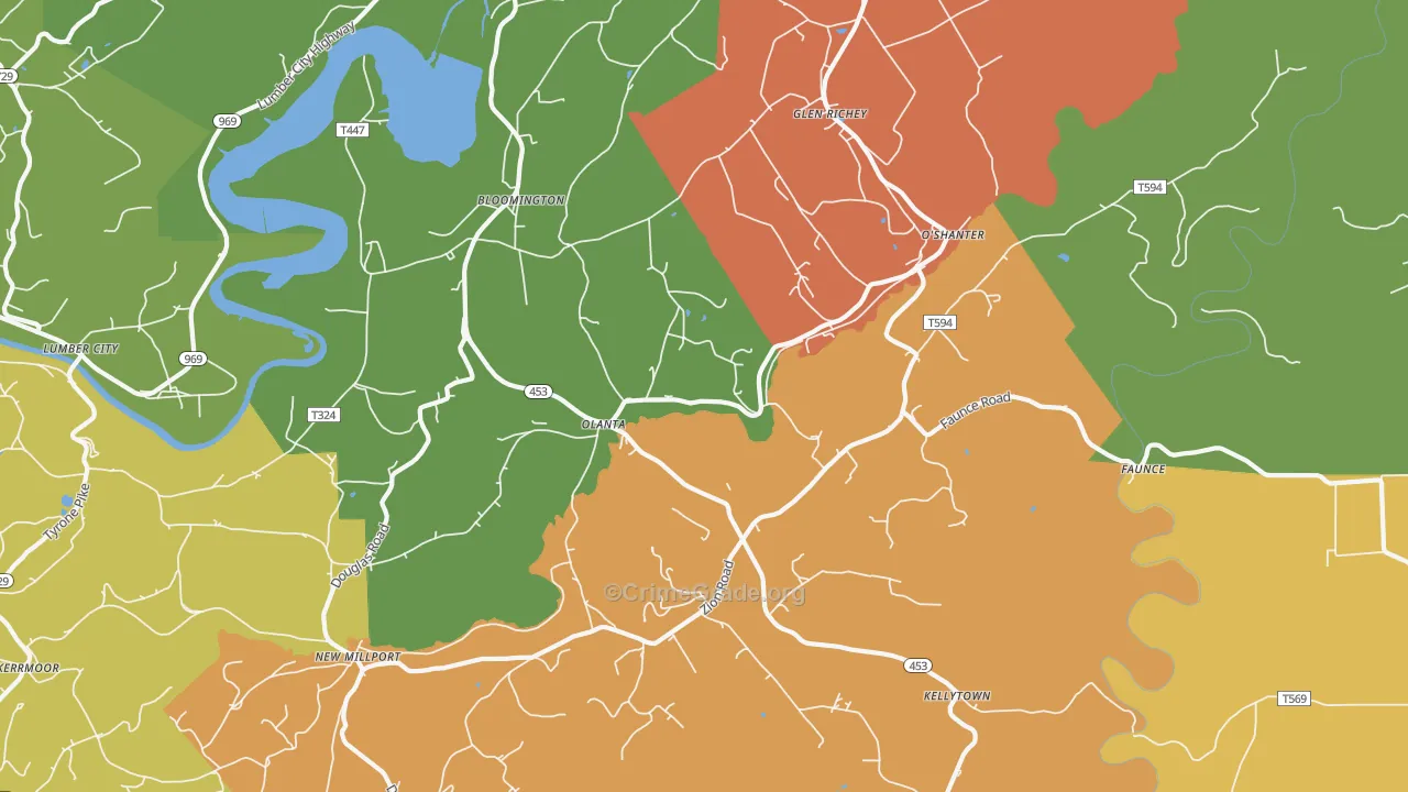 Olanta, PA Map of Arson Rates