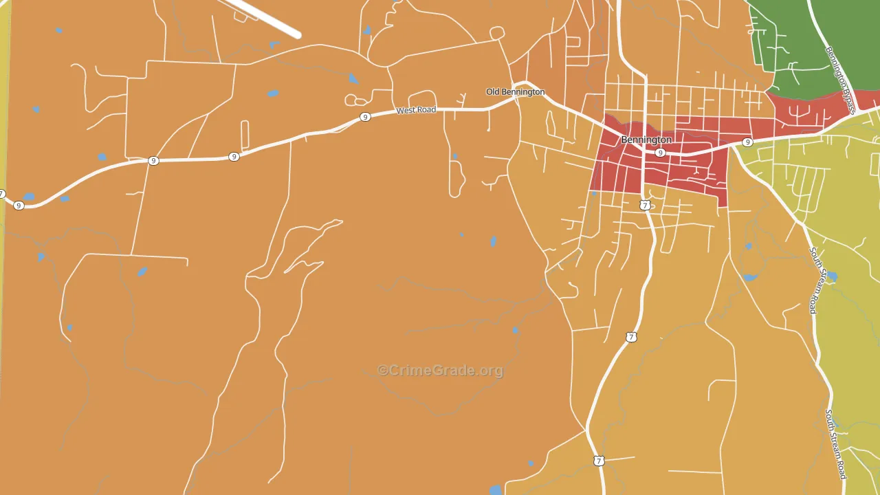 Old Bennington, VT Map of Arson Rates