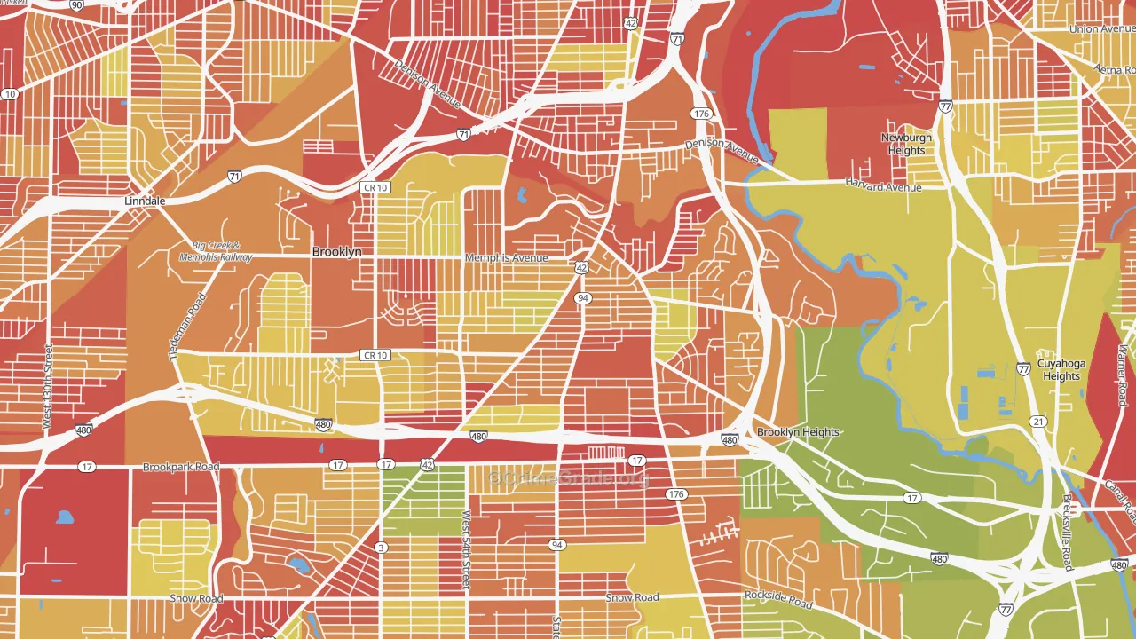 Old Brooklyn, Cleveland, OH Map of Arson Rates