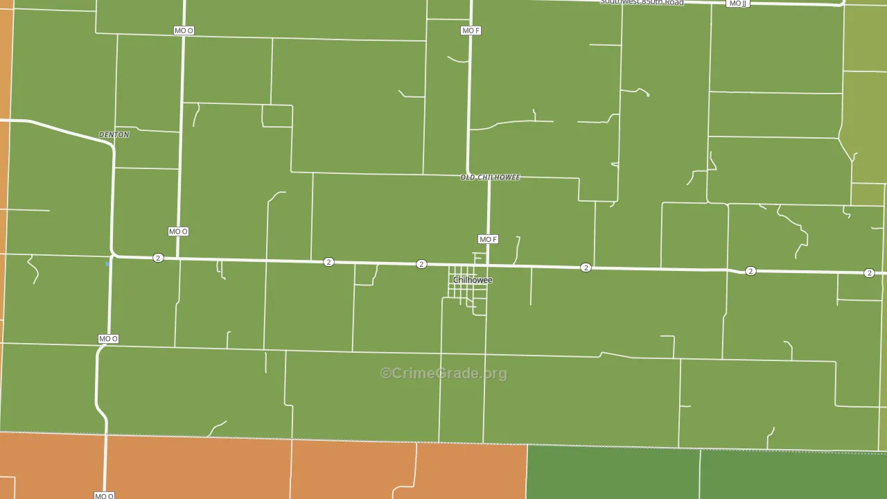 Old Chilhowee, MO Map of Arson Rates