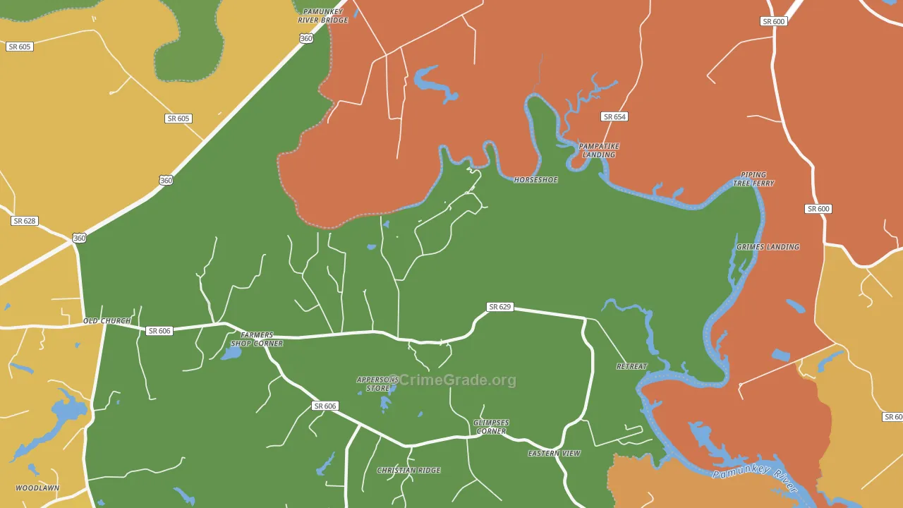 Old Church, VA Map of Arson Rates