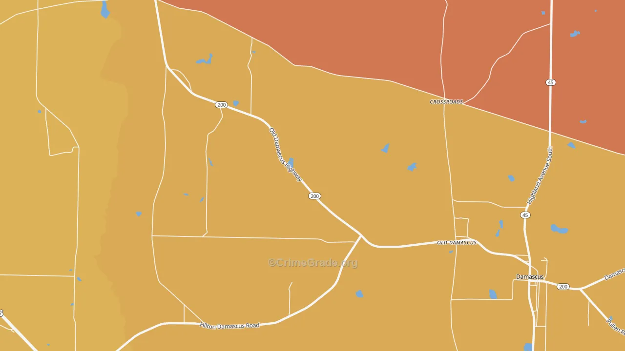 Old Damascus, GA Map of Arson Rates