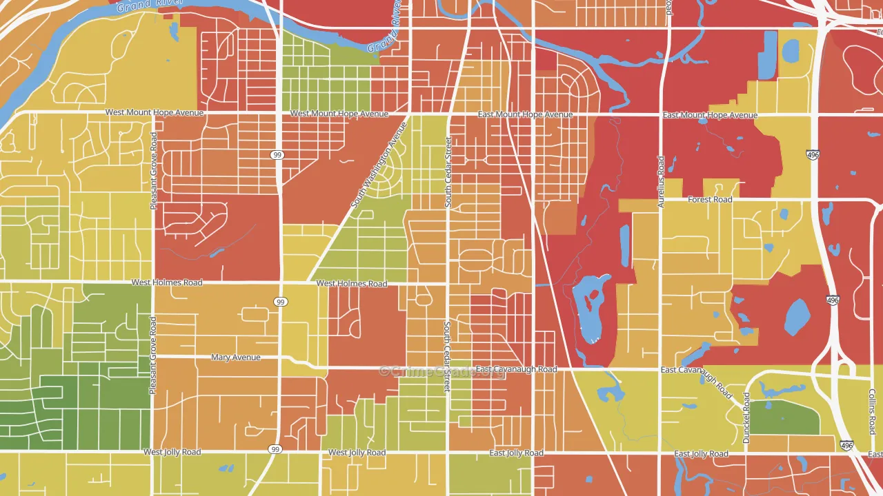 Old Everett, Lansing, MI Map of Arson Rates