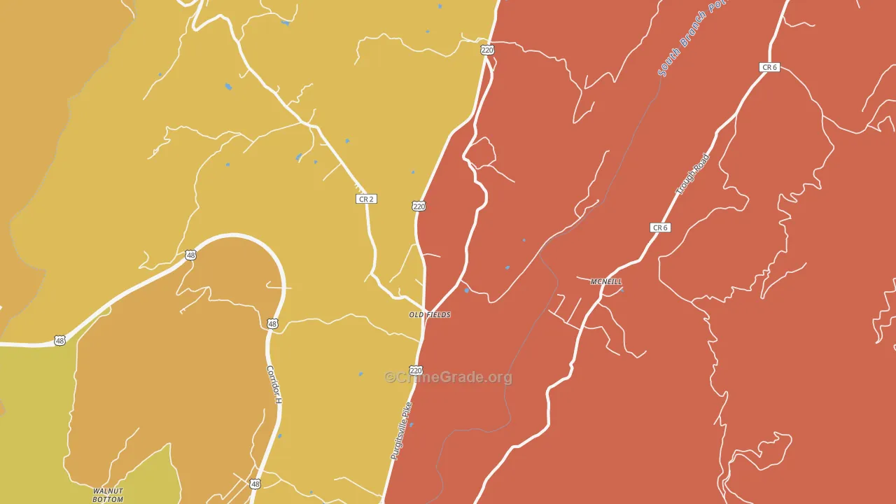 Old Fields, WV Map of Arson Rates