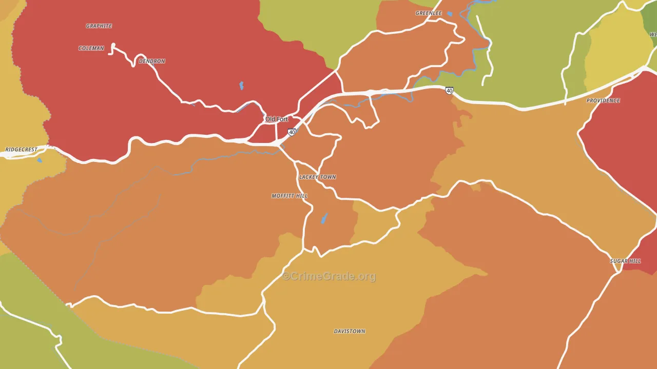 Old Fort, NC Map of Arson Rates
