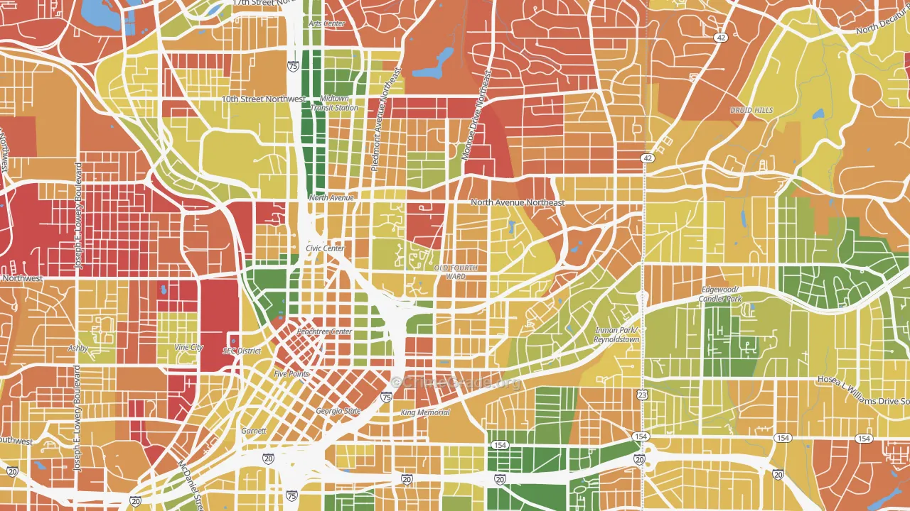Old Fourth Ward, Atlanta, GA Map of Arson Rates