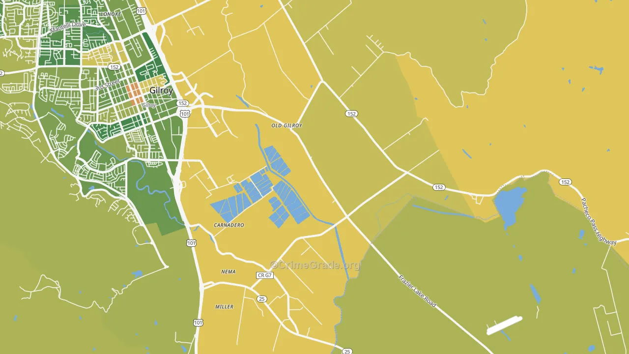 Old Gilroy, CA Map of Arson Rates